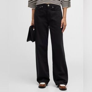 Rag & Bone Wide Leg High-Rise Black Jeans in Size 28
